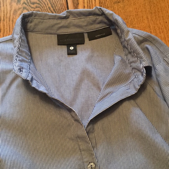 EUC Worthington blue and white pinstripe blouse - Picture 10 of 13